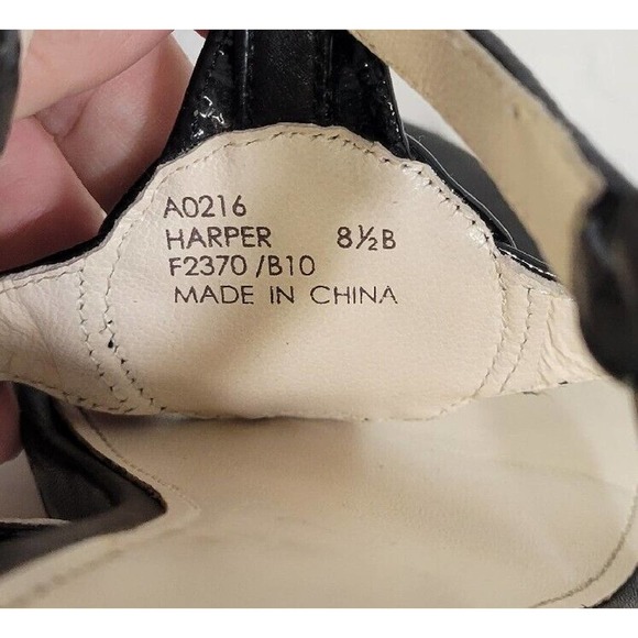 COACH Harper Black Leather Silver Stud Slingback Wedge Sandals Size 8.5 - Picture 8 of 10